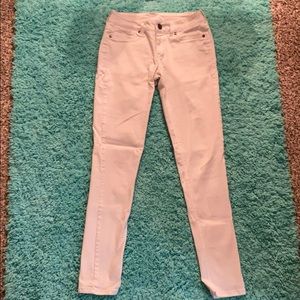 White Mid Rise Skinny Jeans